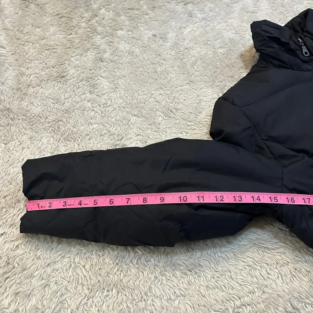 Utex Womens M Down Jacket Black Puffer Quilted Zip Front Pockets Fleece Lined